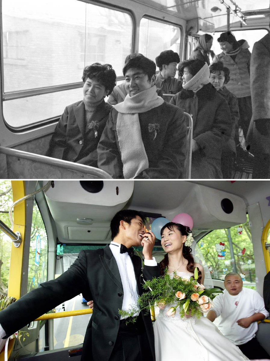 司机)和新郎李长乐(前右、原北京长空机械厂司