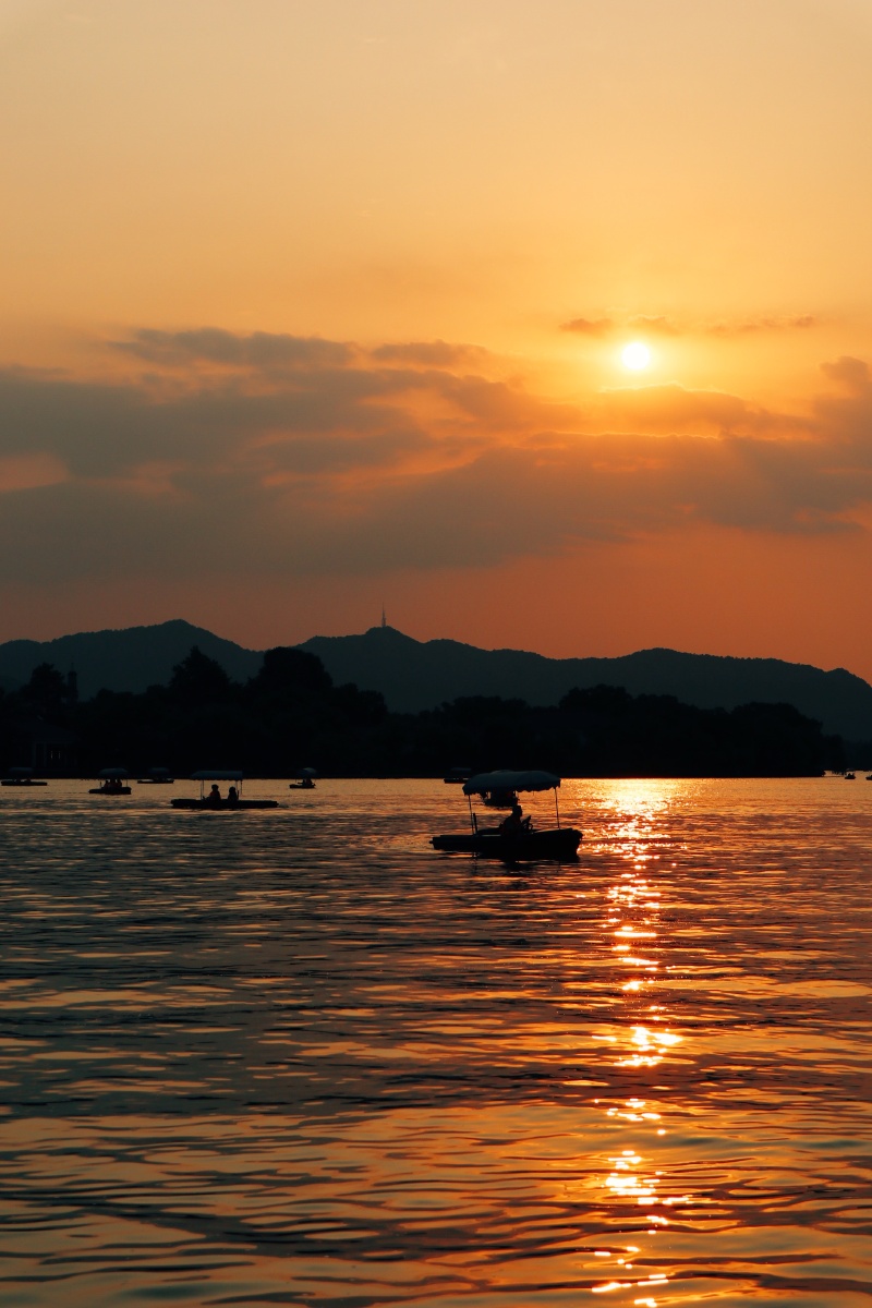 2019最最喜欢的照片夕阳西下波光粼粼一个人的旅行很美好的回忆