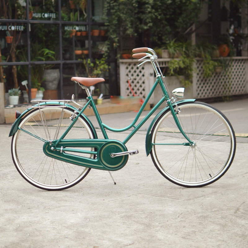 largestone邮政绿女士弯梁复古自行车