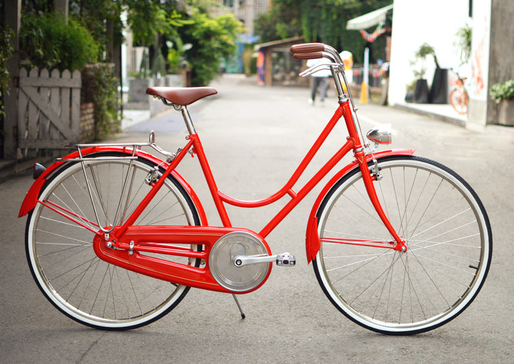 largestone红色女士复古自行车