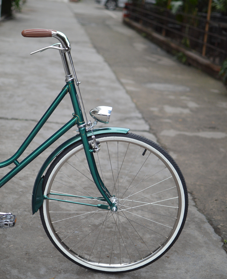 largestone邮政绿女士弯梁复古自行车