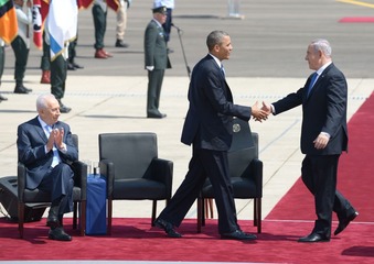 YIN_4573_ben-gurion air port, netanyahu, obama, peres, welcomin
