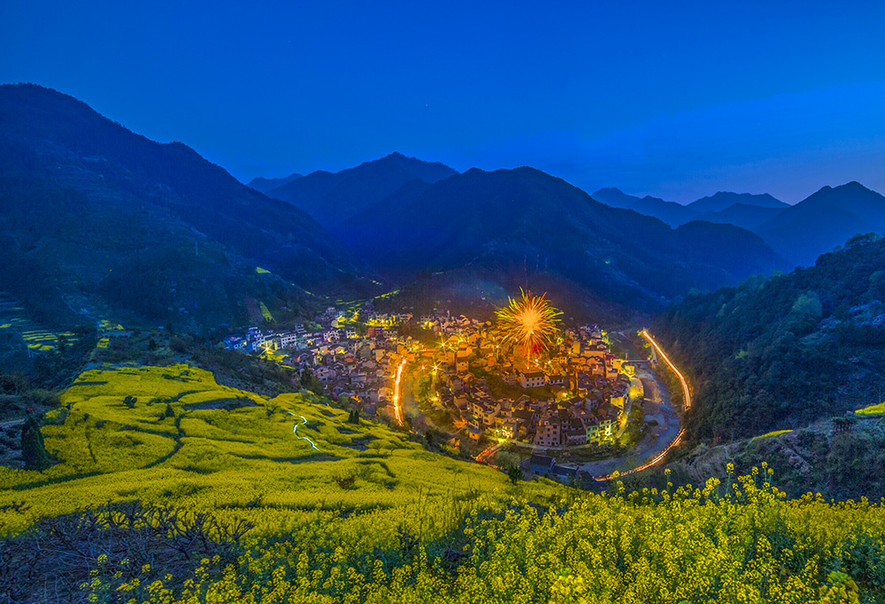 庙前村夜色美如画