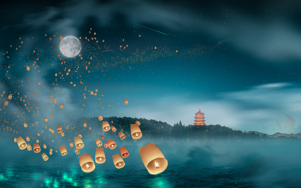 西湖孔明灯