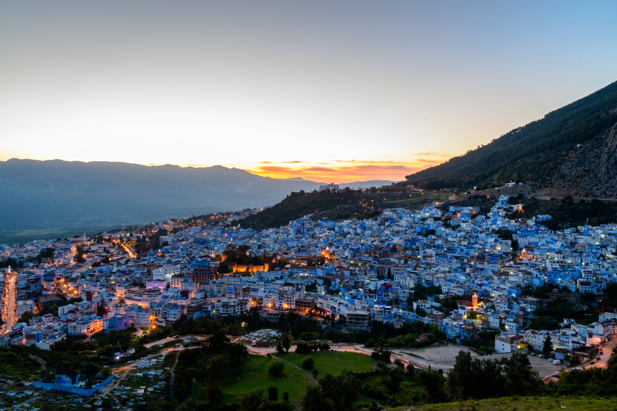 北非摩洛哥舍夫沙万夜景