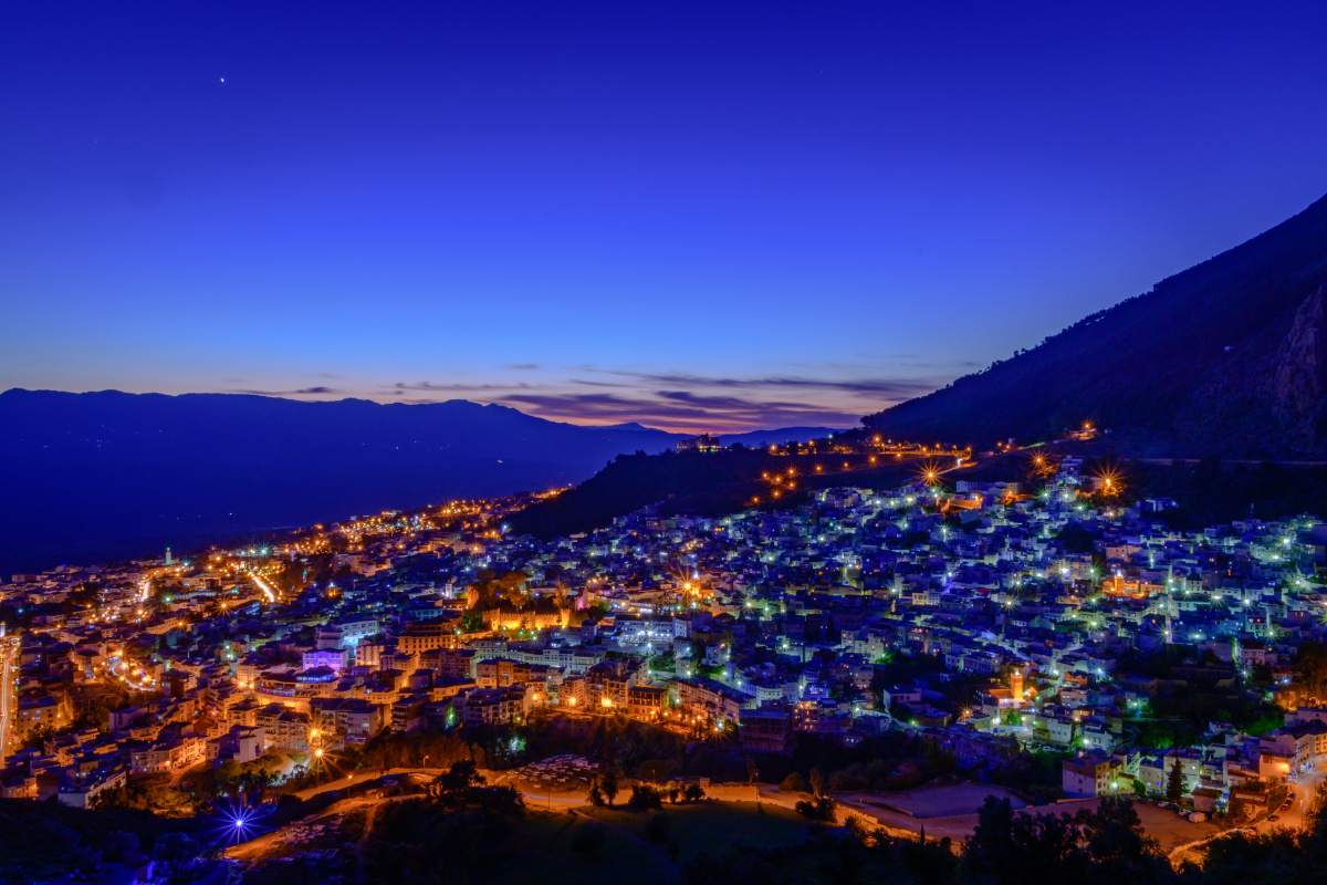 北非摩洛哥舍夫沙万夜景