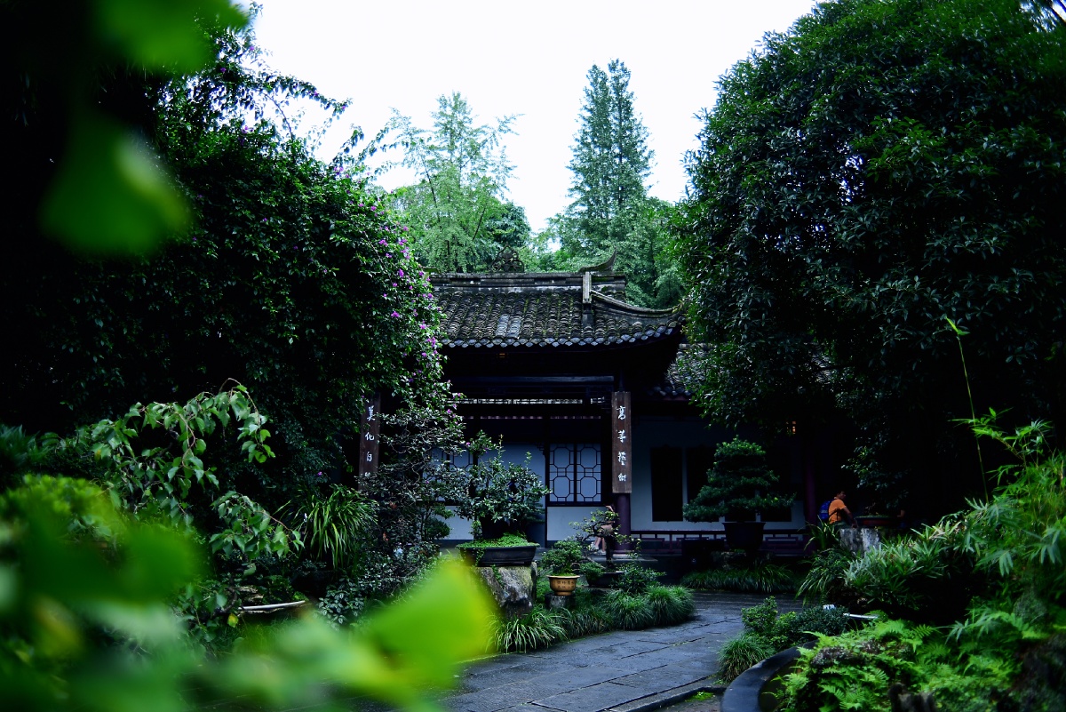 老杜为避安史之乱拖家带口来到成都在城郊风景如画的浣花溪畔筑草屋