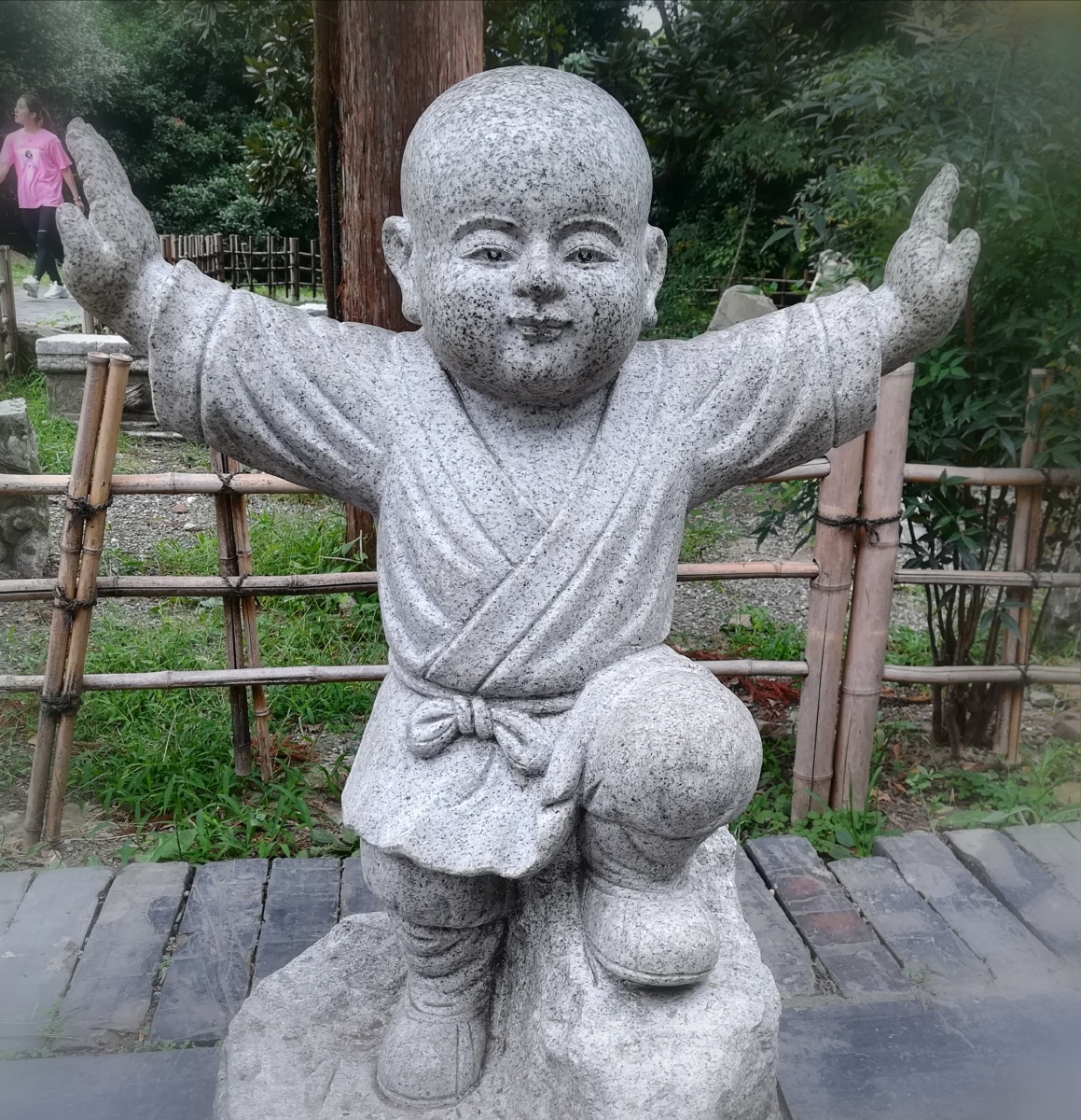 可爱的小和尚石雕一组