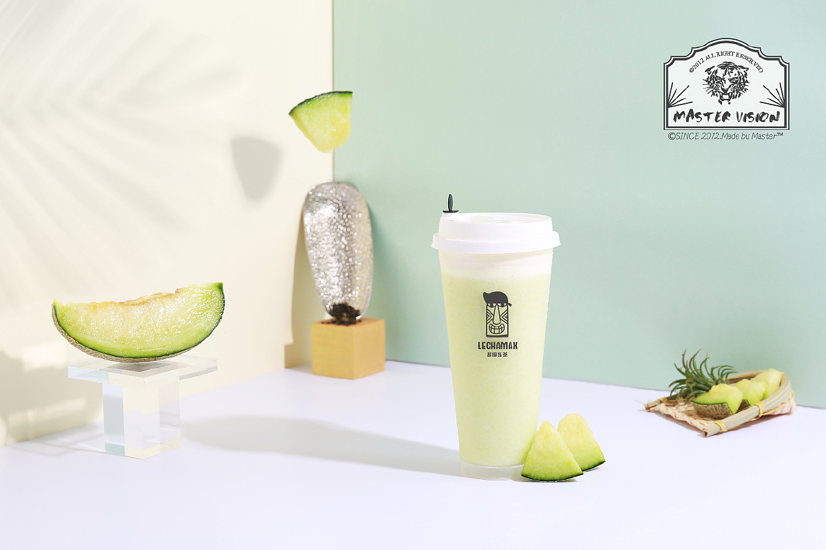 三色卡纸ins风格水果茶拍摄