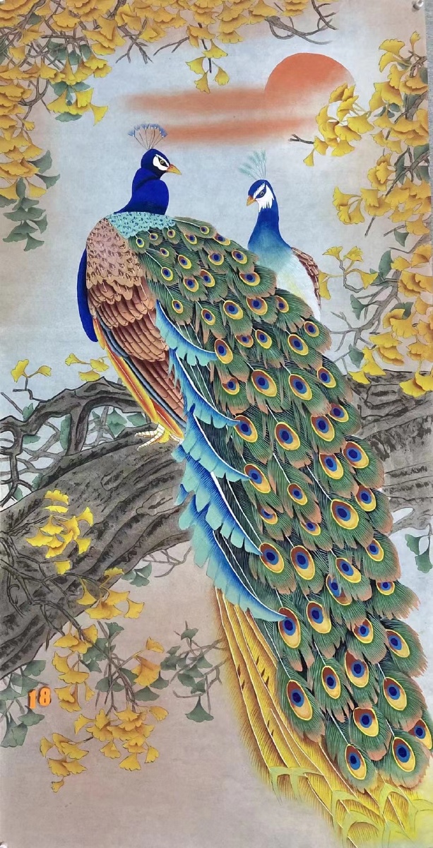 精品工笔孔雀08四尺13668厘米