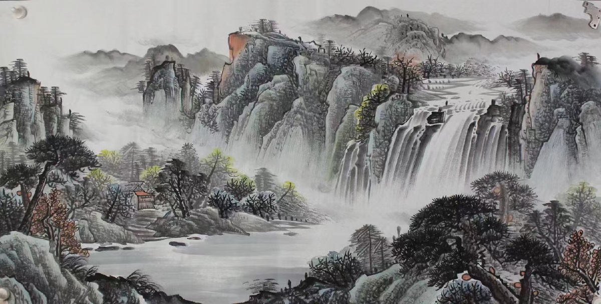 水墨山水源远流长四尺13668厘米388元一幅