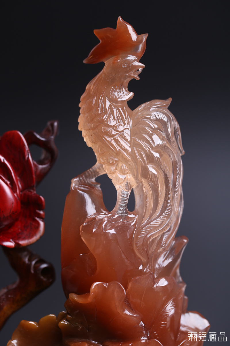 水晶公鸡雕刻品