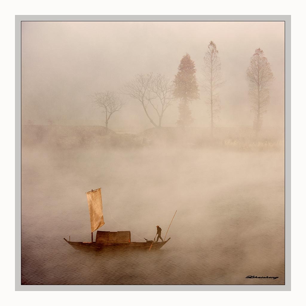 水风浦云生老竹,渚暝蒲帆如一幅.