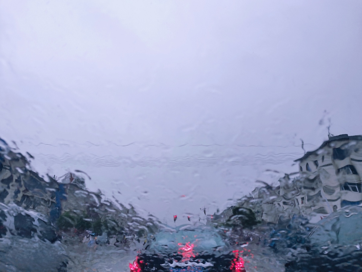 阿沐原创手机摄影拍摄于雨天图一风雨交加中的一棵树孤独无畏图二雨珠