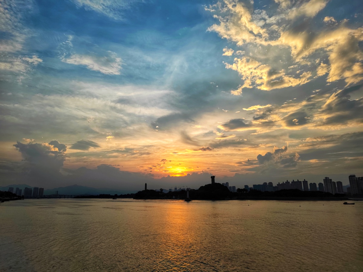 瓯江风景落日摄于温州望江路