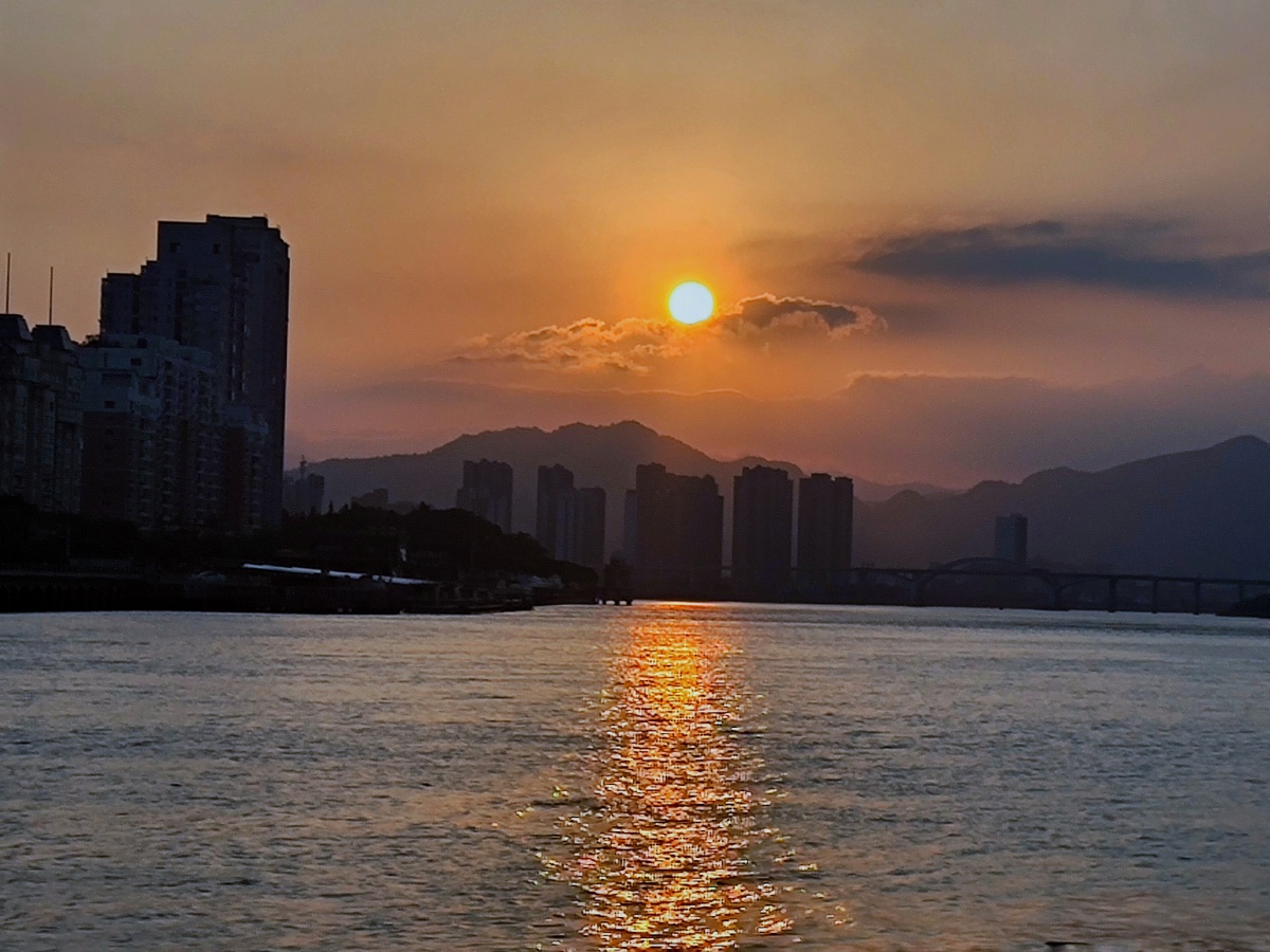 温州望江路拍摄的夕阳无限好