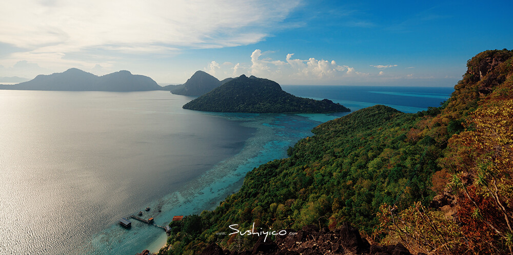Pulau Bohaydulong山顶俯瞰整个自然保护区