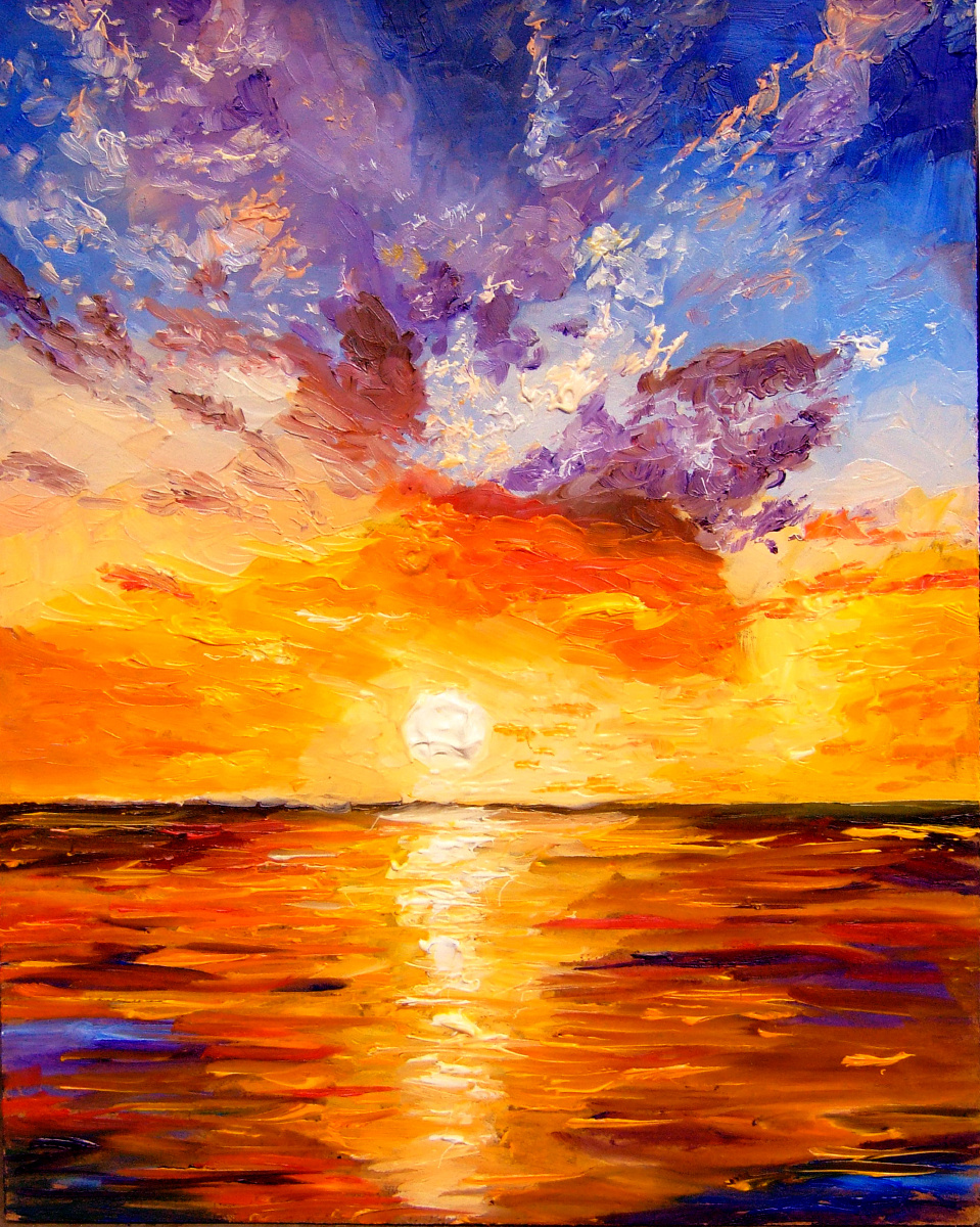 海的油画6幅组照