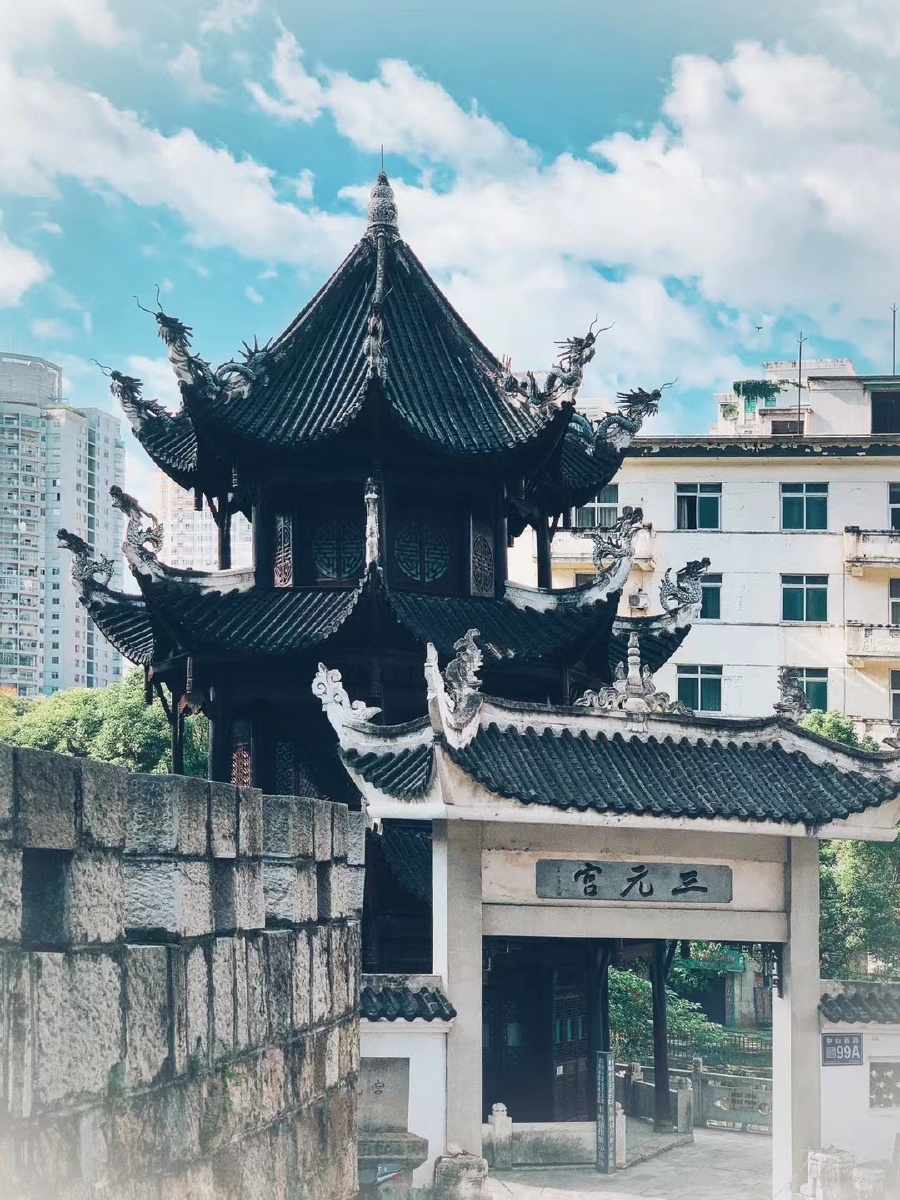 中国风贵州贵阳华家阁楼三元宫文昌阁