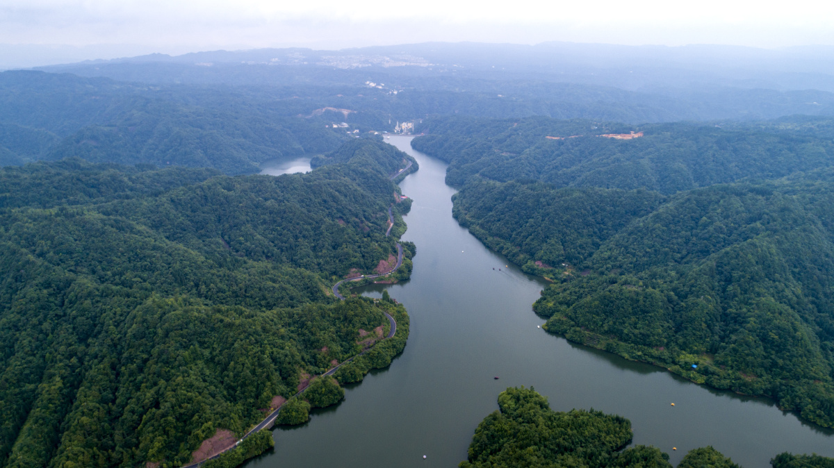 航拍重庆石柱黄水太阳湖风光