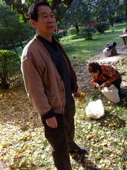 川大——老教授收集银杏叶