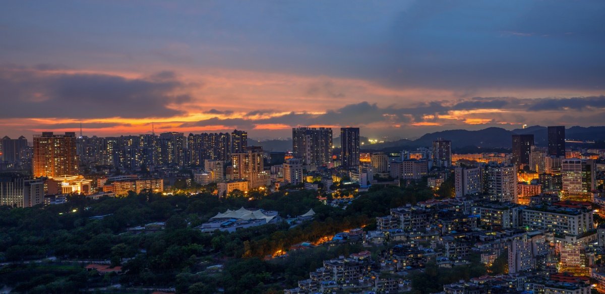 城市晚霞视角横屏