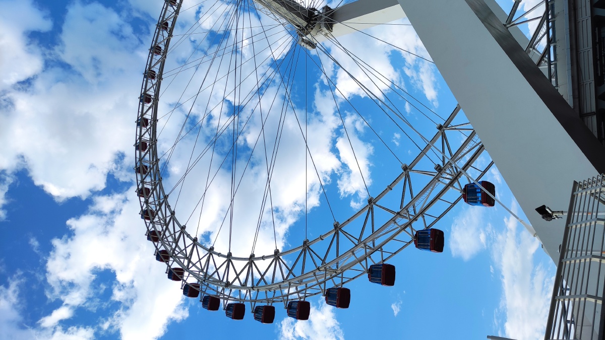 云朵白海天蓝天津海河摩天轮三岔口耳闸2021年6月21日小米k30