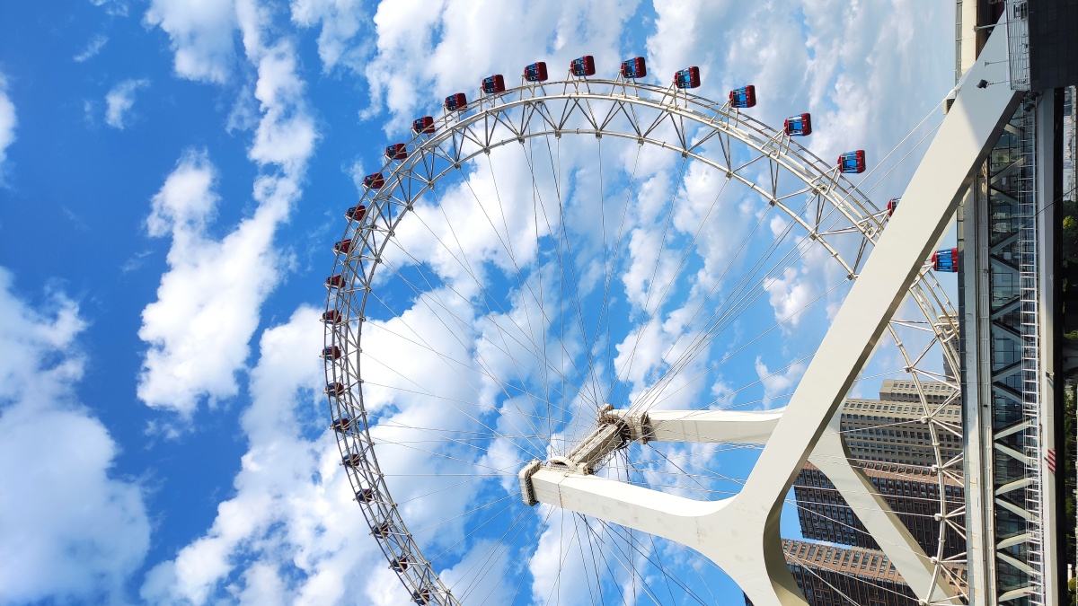 云朵白海天蓝天津海河摩天轮三岔口耳闸2021年6月21日小米k30