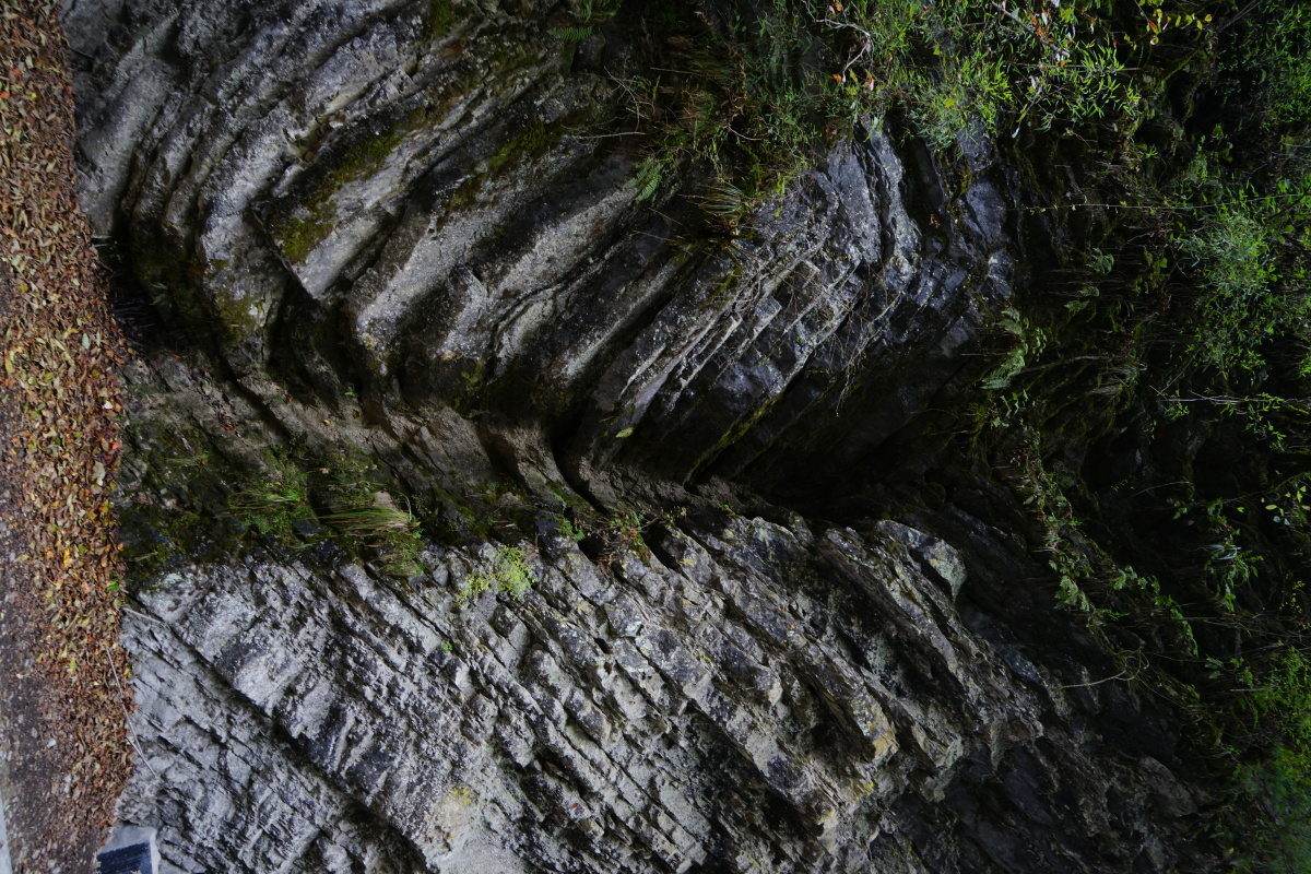 大自然的力量造山的挤压使得岩层都断裂了