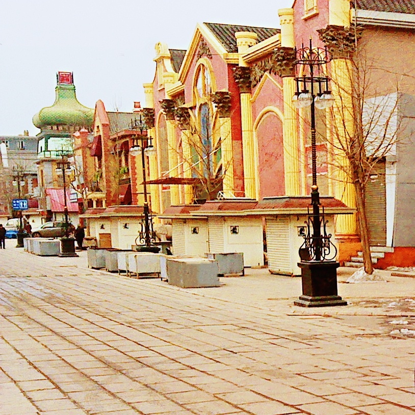 冬日的俄罗斯风情街一角