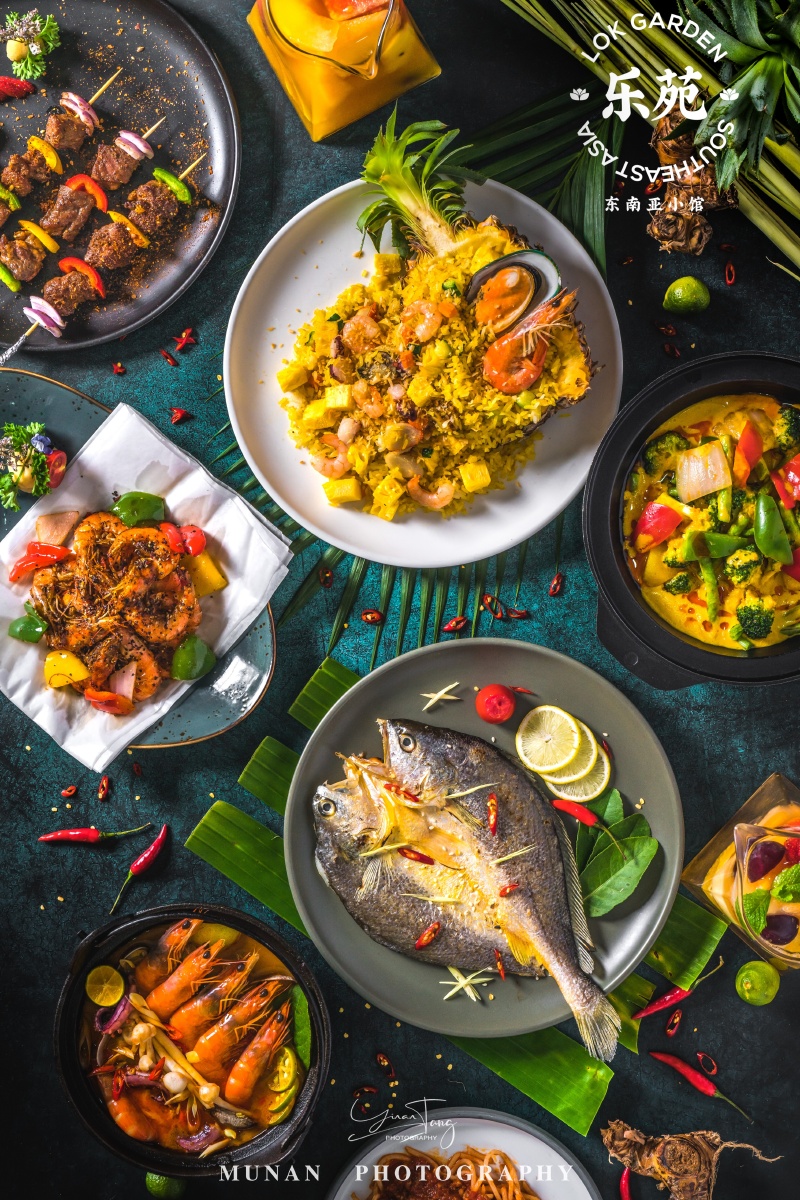 东南亚菜美食菜单拍摄口感独特,酸酸辣辣椰香四溢,咖喱十足香辣开胃