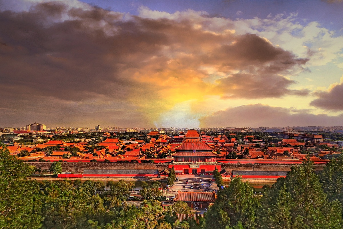 北京景山公园万春亭上拍下的故宫博物院全貌