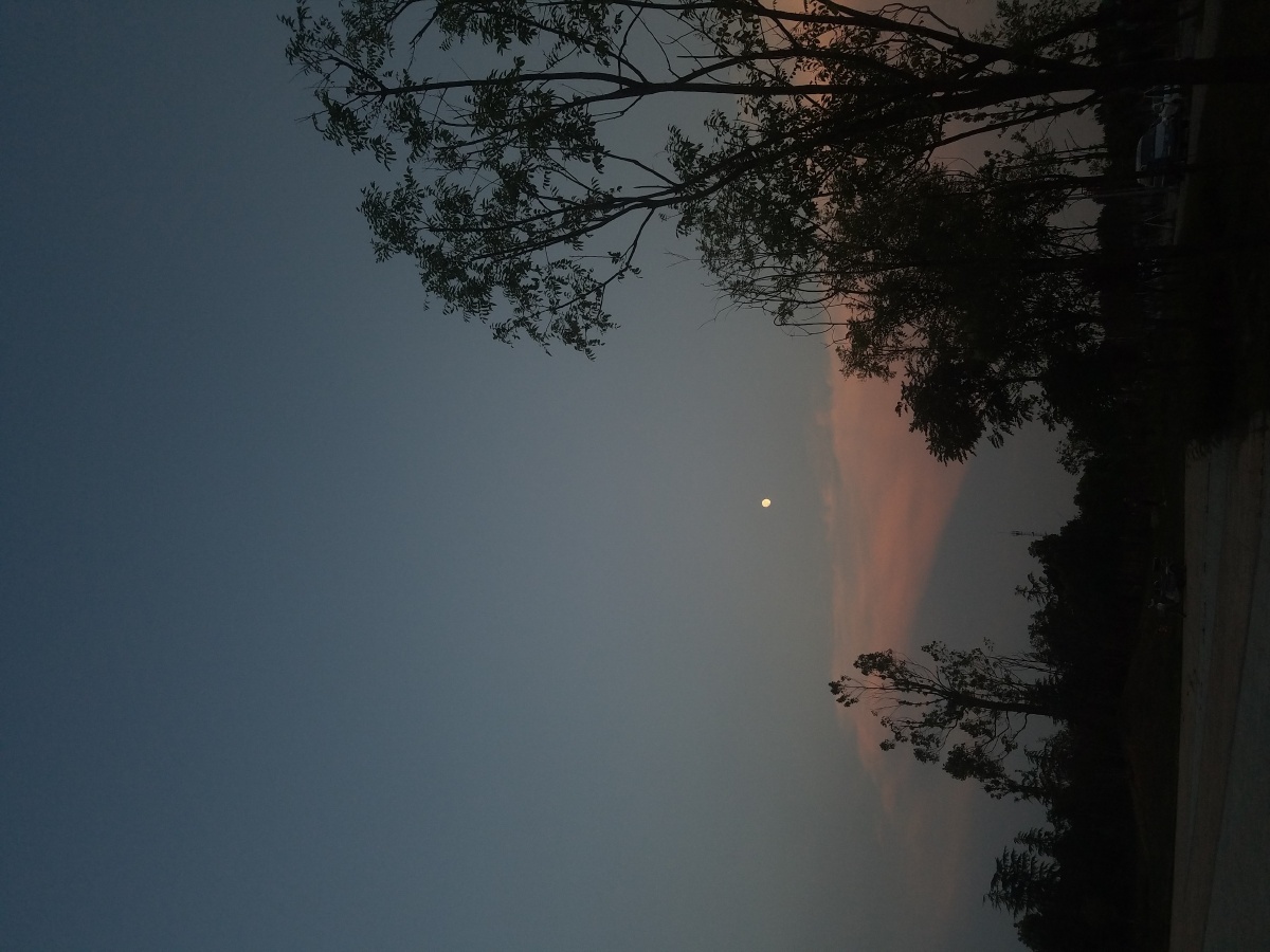 红霞映月,天色渐晚.