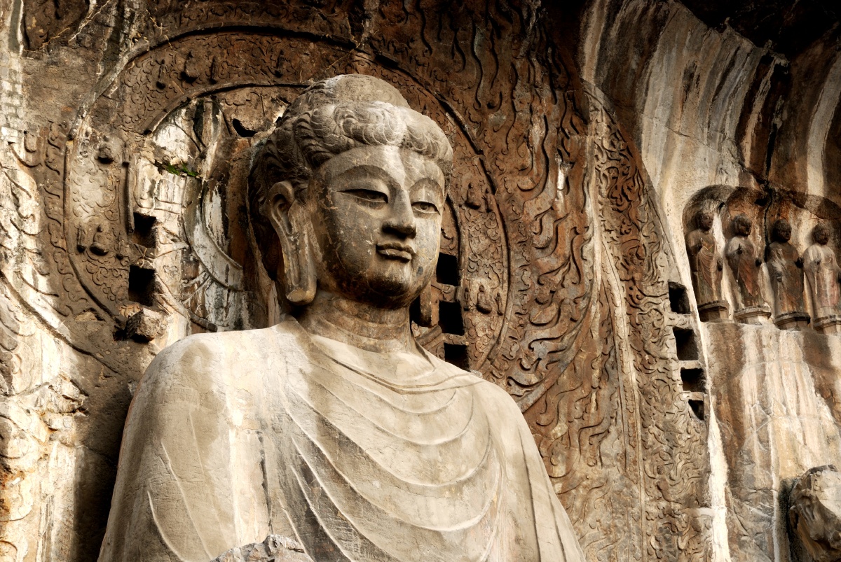 洛阳龙门石窟卢舍那大佛特写力士特写欢迎来旅游