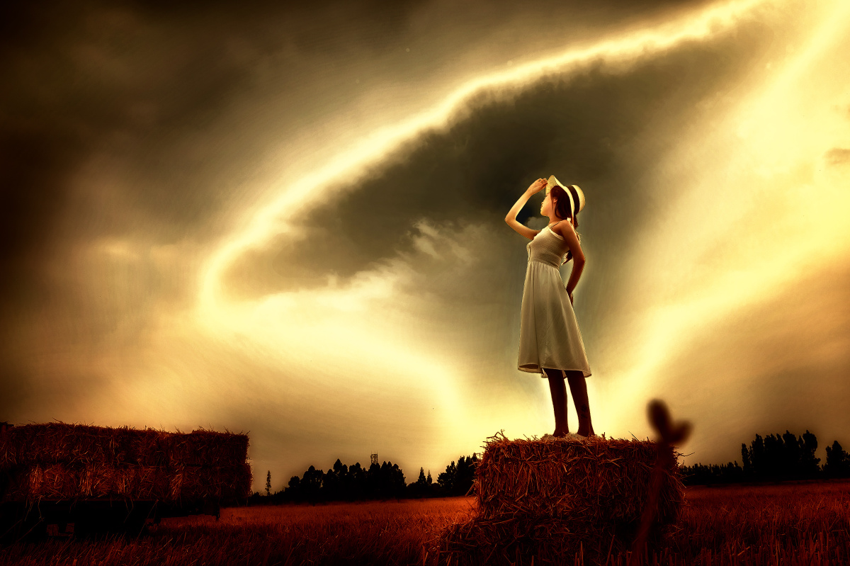 场景丰收的麦田出镜浅笑心柔摄影韩易