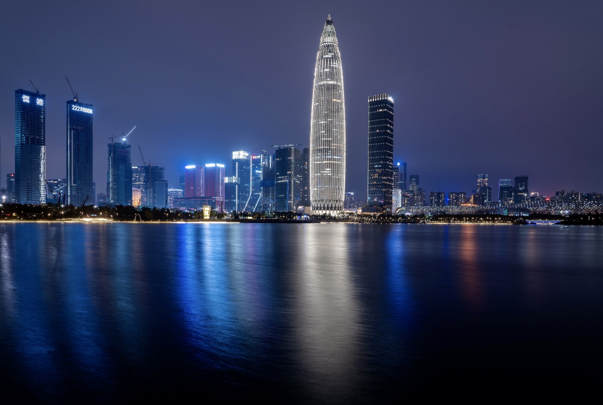 镜面深圳湾深圳风光