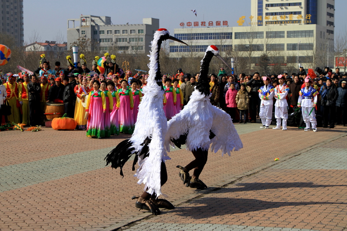 春游辽宁非遗传承之朝鲜族农乐舞表演,又名乞粒舞,分布在东三省的朝鲜