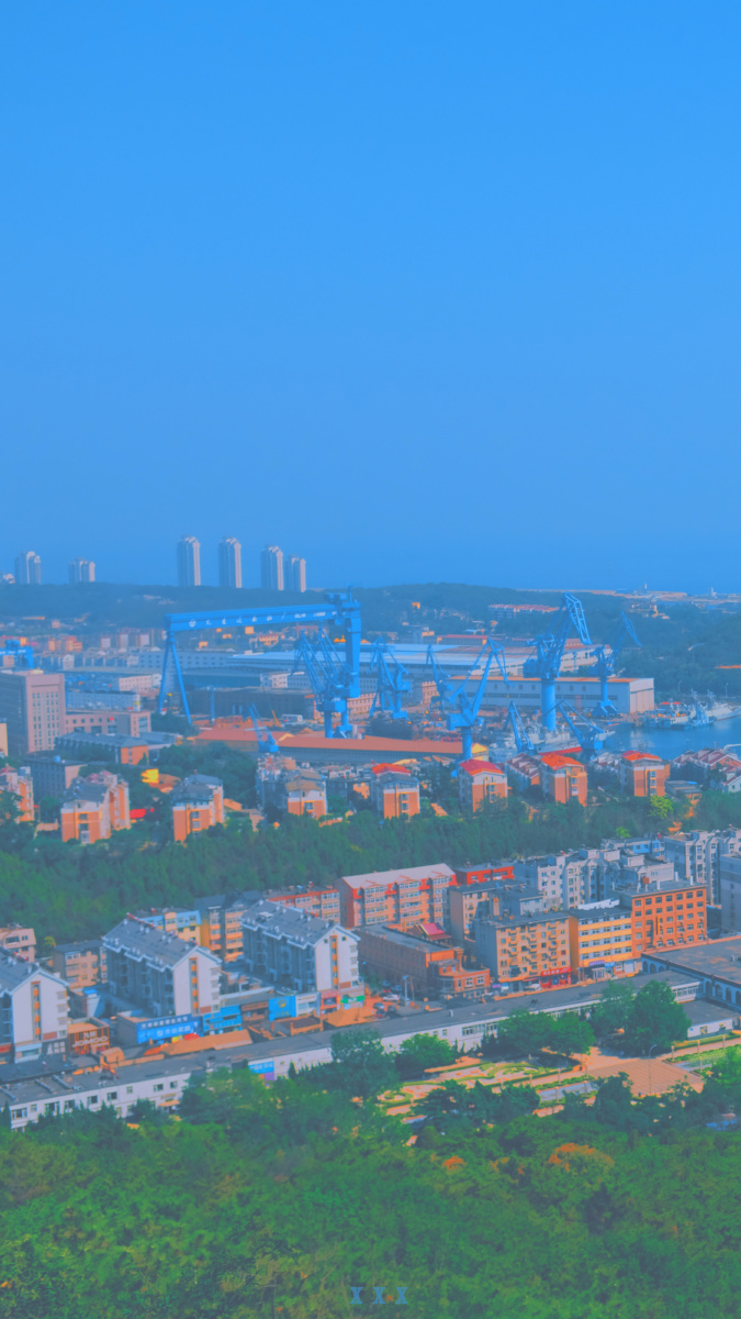 916北海虽赊扶摇可接摄于大连旅顺位于白玉山塔望向整座城市与军港