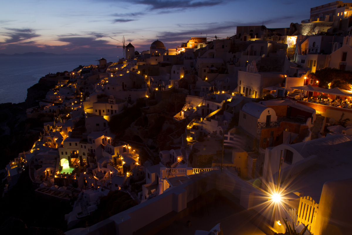 圣托里尼 oia 夜景