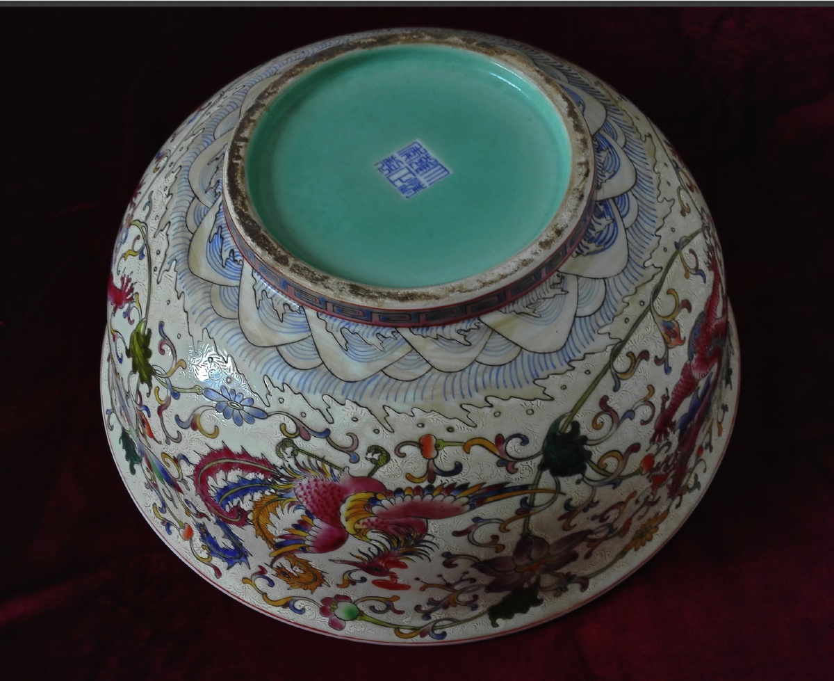 清雍正粉彩大碗口沿直径408毫米底径19毫米高169毫米