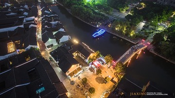 嘉兴南湖区月河老街航拍夜景 (4)