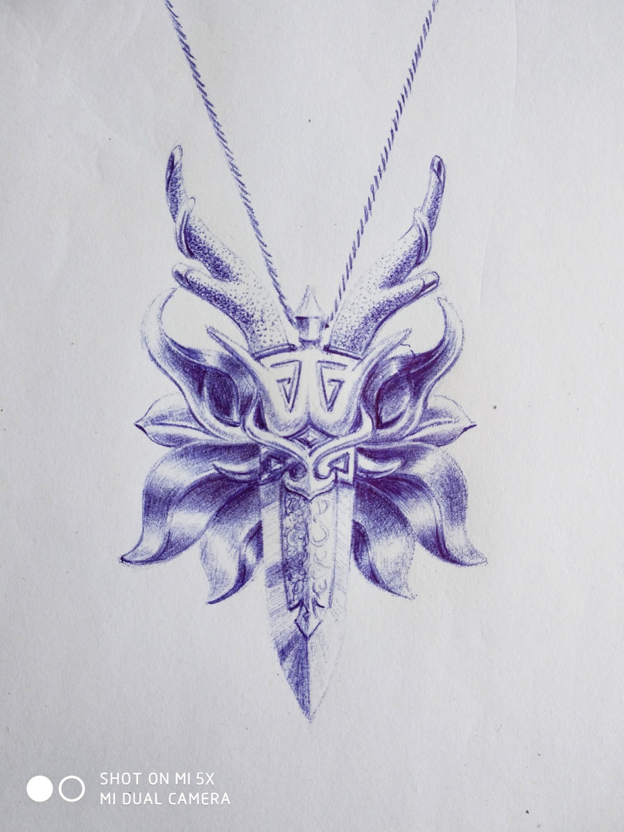 圆珠笔画首饰设计