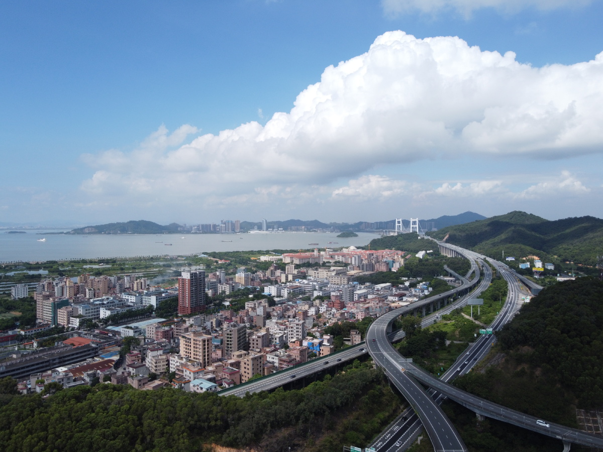 航拍东莞虎门:威远立交,沿江高速,莞佛高速2020.07.13