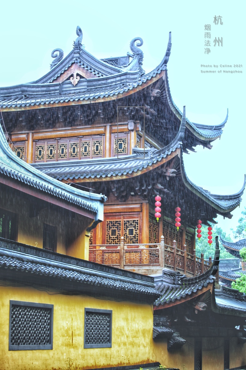 杭州烟雨江南雨中逛寺庙惊艳了时光