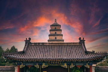 西安大慈恩寺与大雁塔。