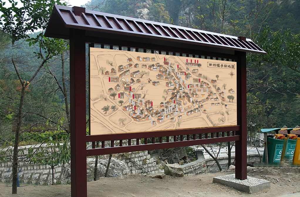 为旧州镇手绘地图,这个有着2000多年历史文化的黔东南古镇