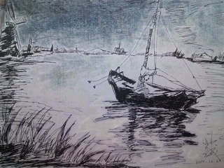 钢笔画加布纹