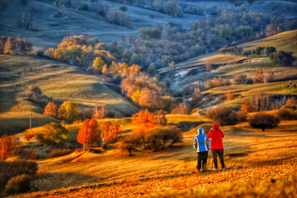 人和光影,一左一右,一暖一冷