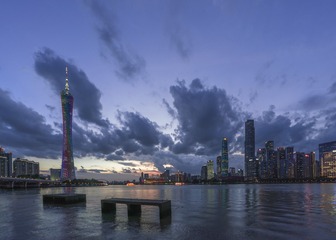 珠江新城日落蓝调