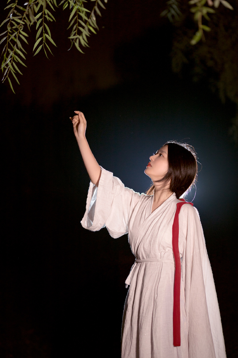 夜景汉服少女写真夏日萤火虫